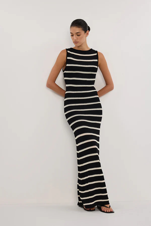 SAM STRIPE BOAT NECK MAXI DRESS | DISSH
