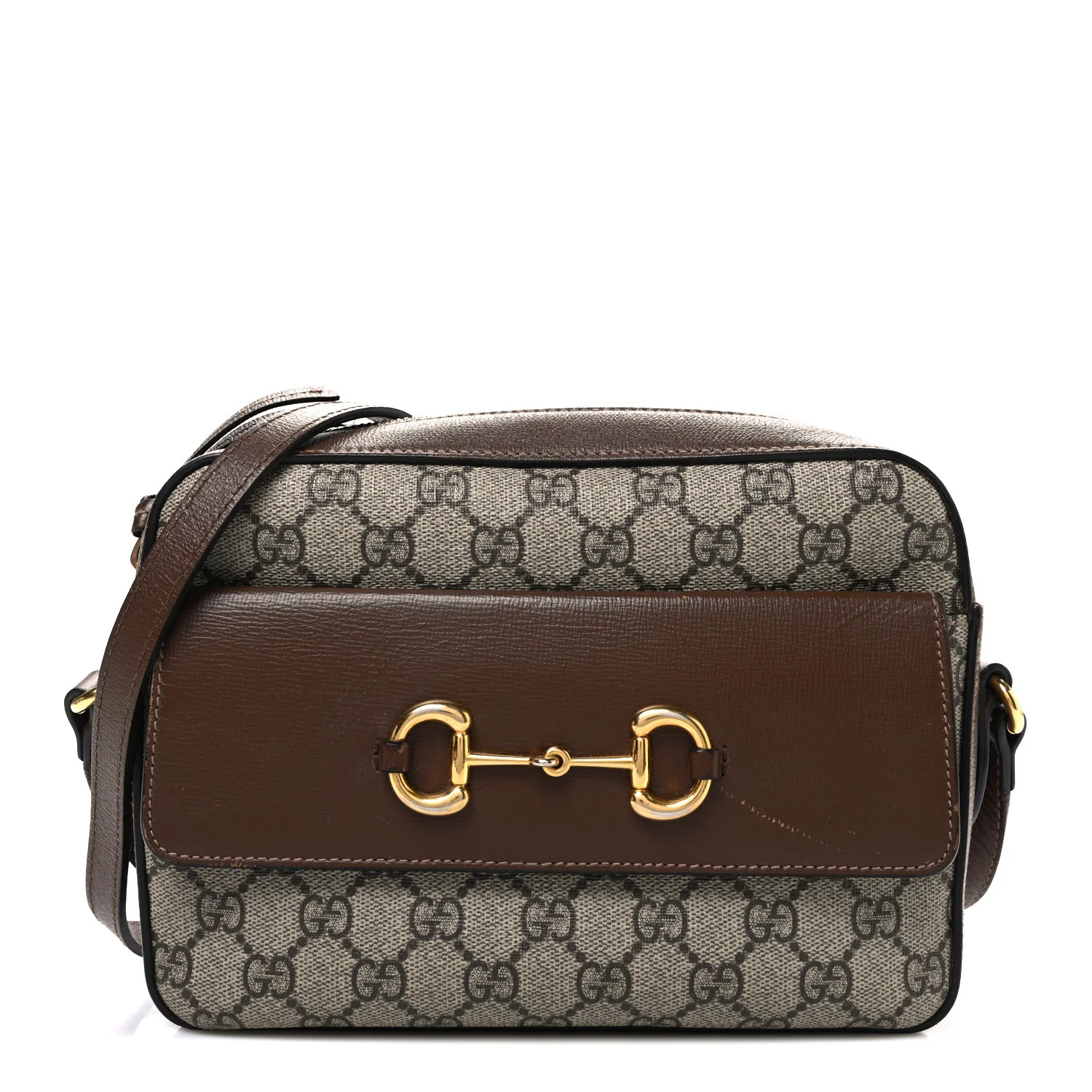 GG Supreme Monogram Small Horsebit 1955 Shoulder Bag Beige Brown Sugar | FASHIONPHILE (US)