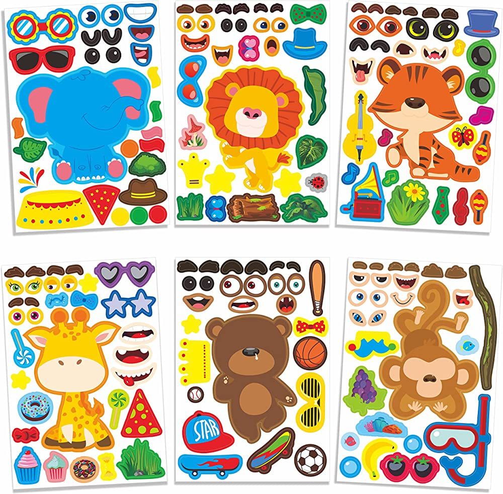 Reusable Animal Stickers , Gift for Kids 700+ Make Your Own Stickers for Kids 3+, Make-a-Face Par... | Amazon (US)