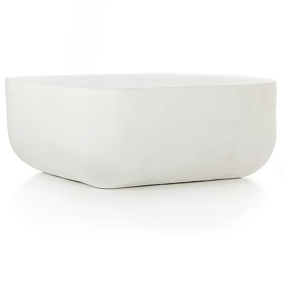 Cascais 35.5"" Outdoor Square Coffee Table, Matte White | West Elm (US)