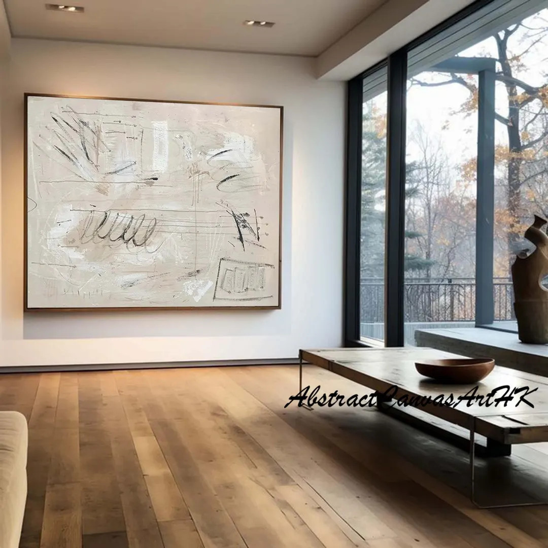 Pure beige Minimalist Painting Beige Wabi Sabi Wall Art Modern Contemporary Abstract Art Pure bei... | Etsy (US)