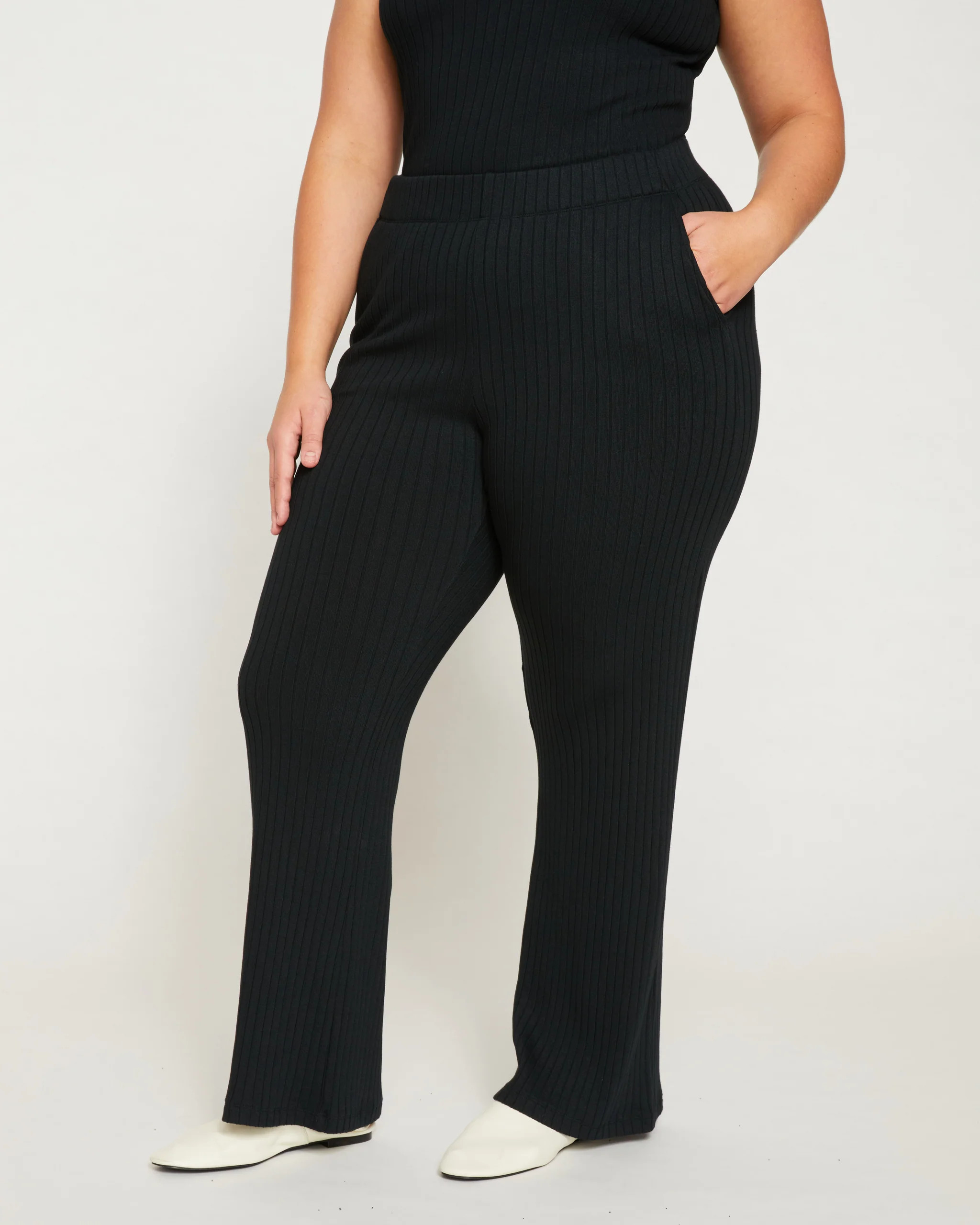 Aspen Rib Wide Leg Pant - Black | Universal Standard