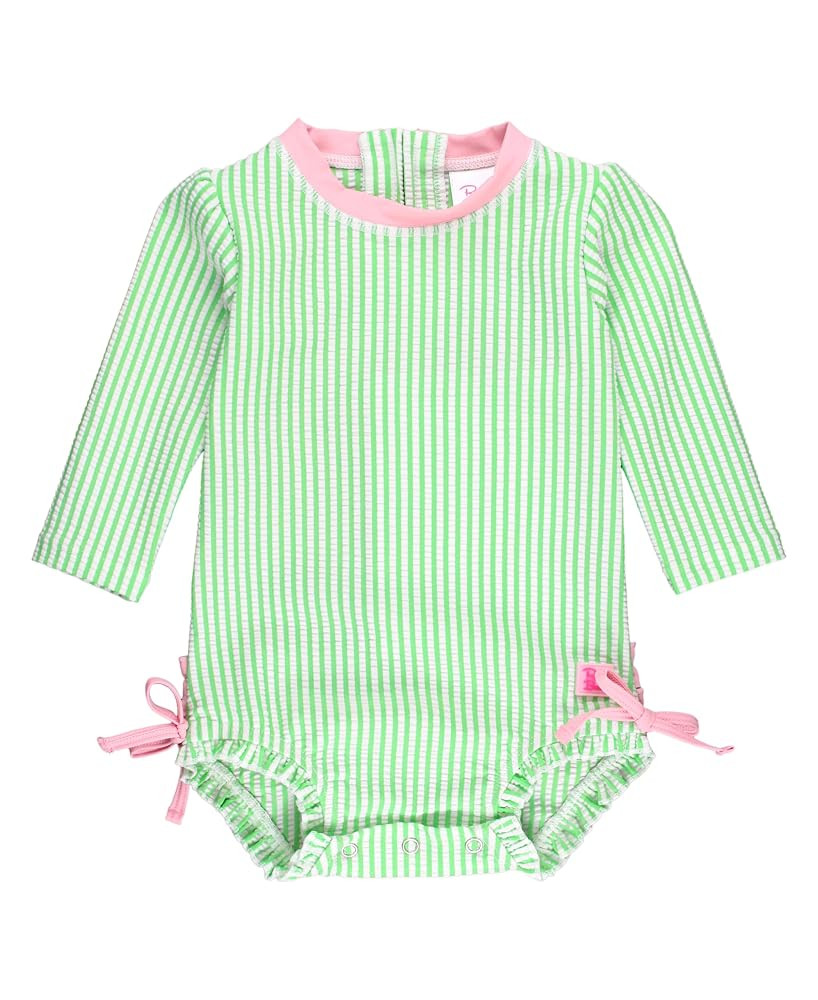 RuffleButts Baby/Toddler Girls Seersucker Long Sleeve One Piece Rash Guard Swimsuit with UPF 50+ ... | Amazon (US)