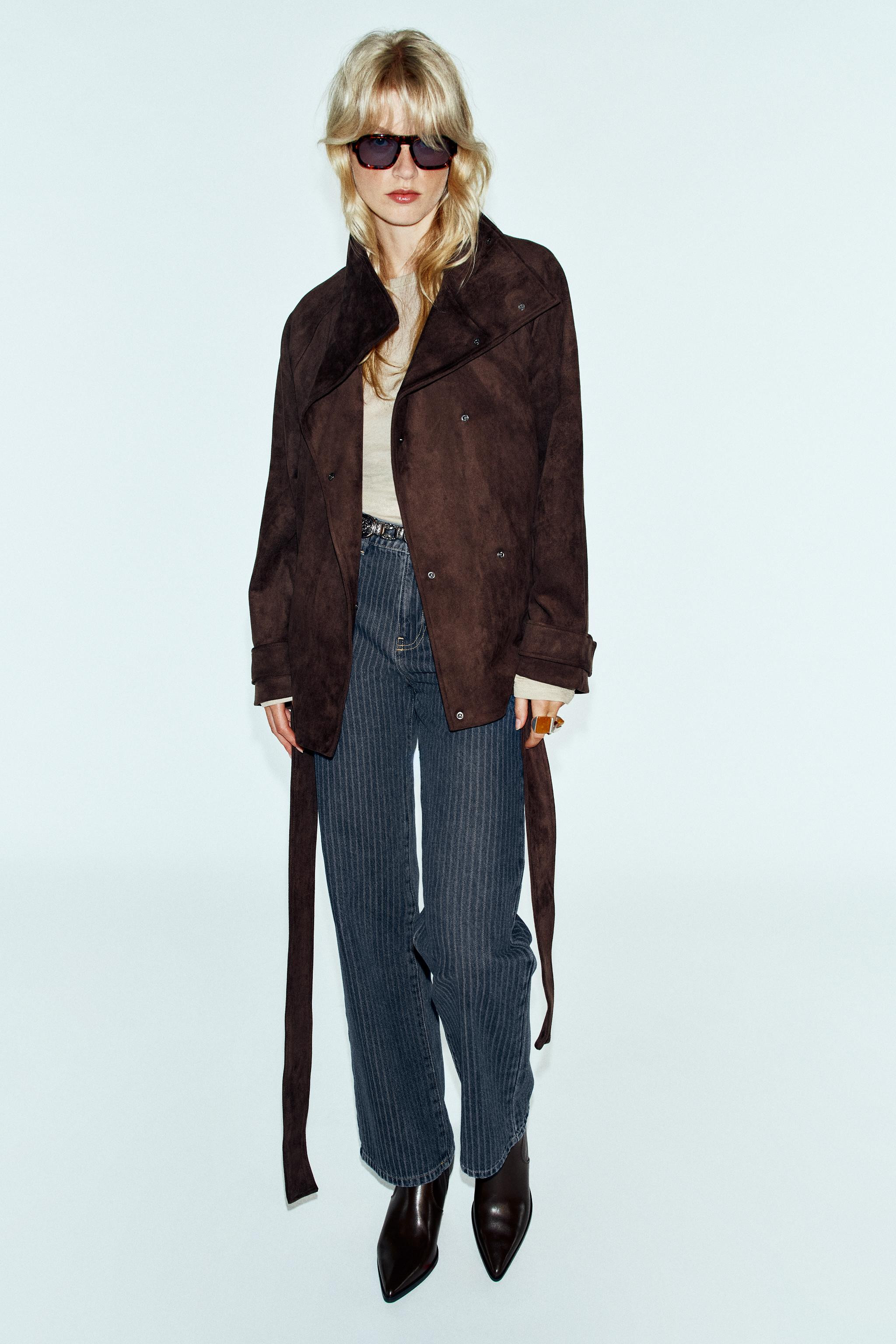 FAUX SUEDE BELTED JACKET | Zara UK