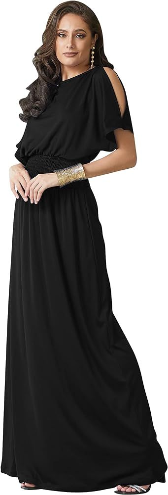 KOH KOH Womens Split Sleeves Smocked Elegant Cocktail Long Maxi Dress | Amazon (US)
