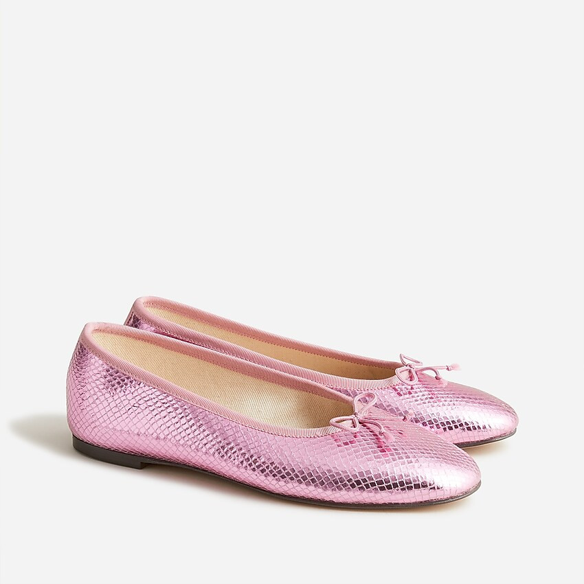 Zoe ballet flats in snake-embossed  Italian leather | J. Crew US