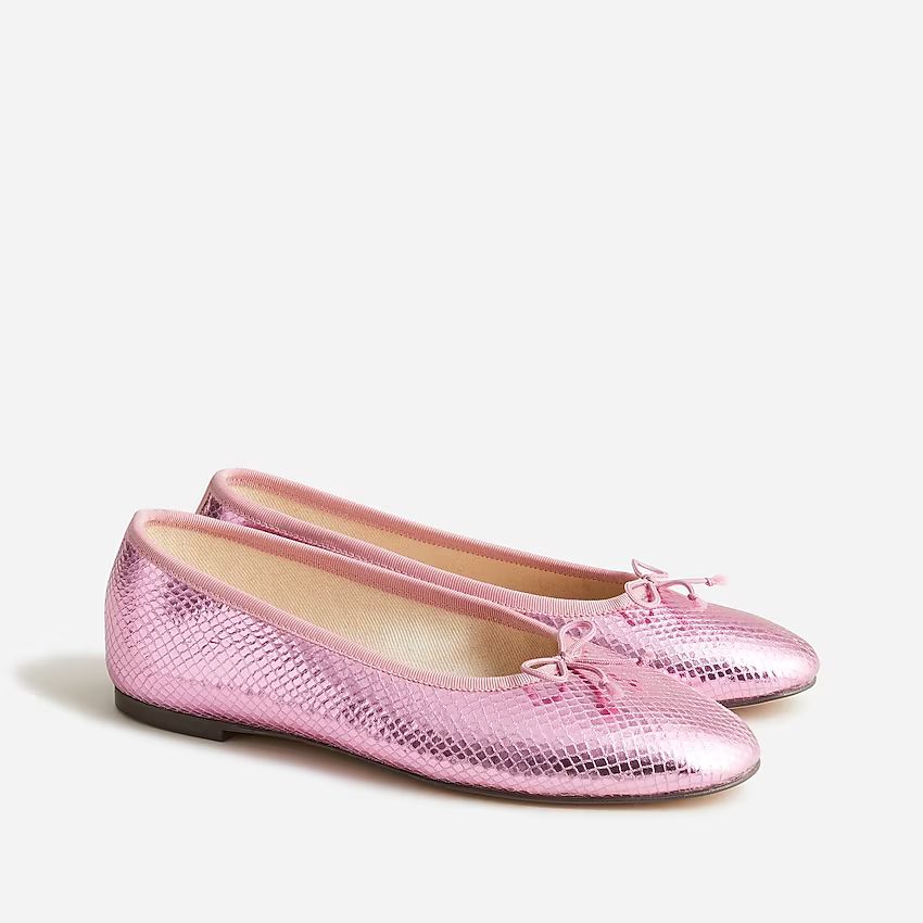 Zoe ballet flats in snake-embossed  Italian leather | J.Crew US