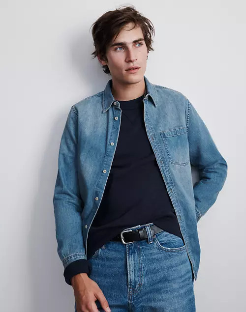 Denim Perfect Long-Sleeve Shirt in Tomkins Wash | Madewell