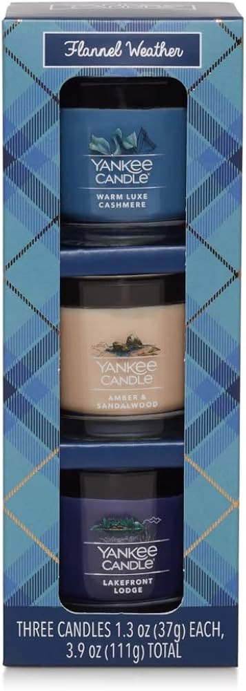 Yankee Candle Flannel Weather Gift Set 3 Mini Candles - Warm Luxe Cashmere, Amber & Sandalwood, a... | Amazon (US)