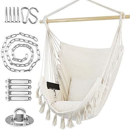 WBHome Hammock Chair Swing with Hardware Kit, Hanging Macrame Chair Cotton Canvas, Include Carry ... | Amazon (US)