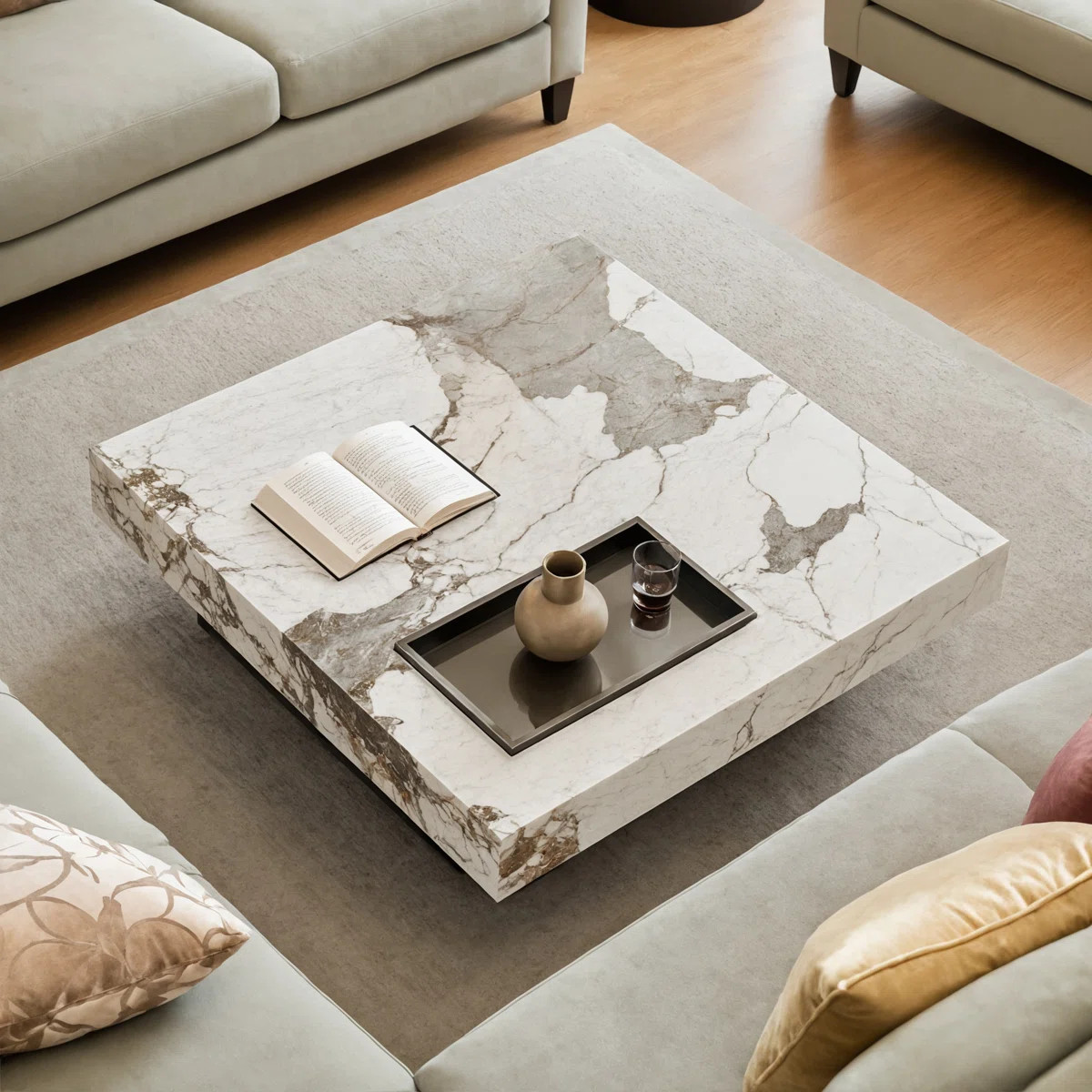 Briamarie 39.37'' Modern Square Sintered Stone Coffee Table,Center Table | Wayfair North America