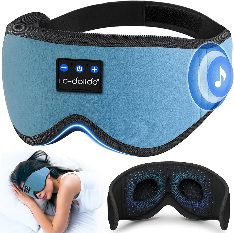 LC-dolida Bluetooth Sleep Mask Headphones,Upgraded 3D Sleeping Headphones for Side Sleeper,15Hrs ... | Amazon (UK)