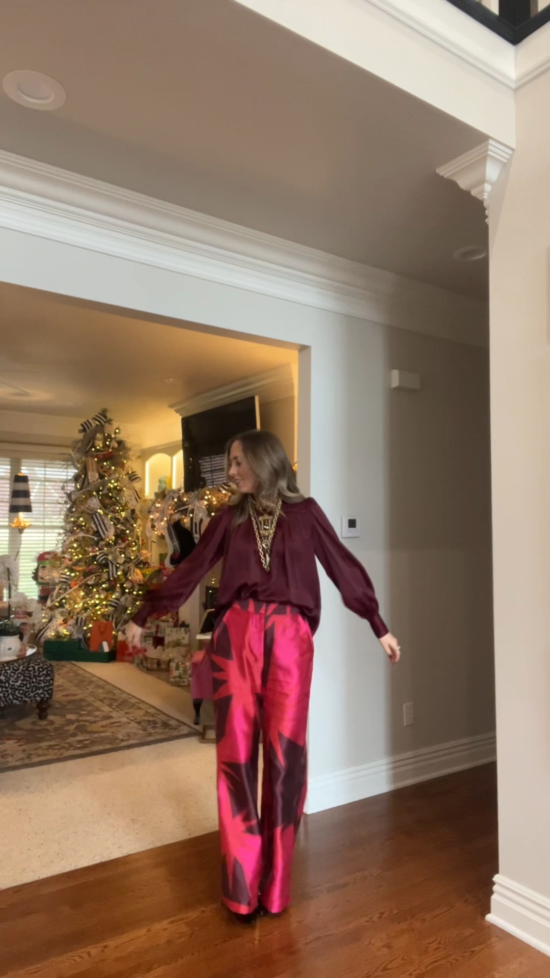 Christmas Eve OOTD ft. All the pinks and reds!!! Merry Christmas everyone!!!! Wearing a vintage gold stack, top and bottom by Crosby by Mollie Burch, and black Amazon heels!!! Not to mention both ⭐️TOP AND PANTS ON SALE⭐️

#LTKHoliday #LTKootd #LTKSeasonal