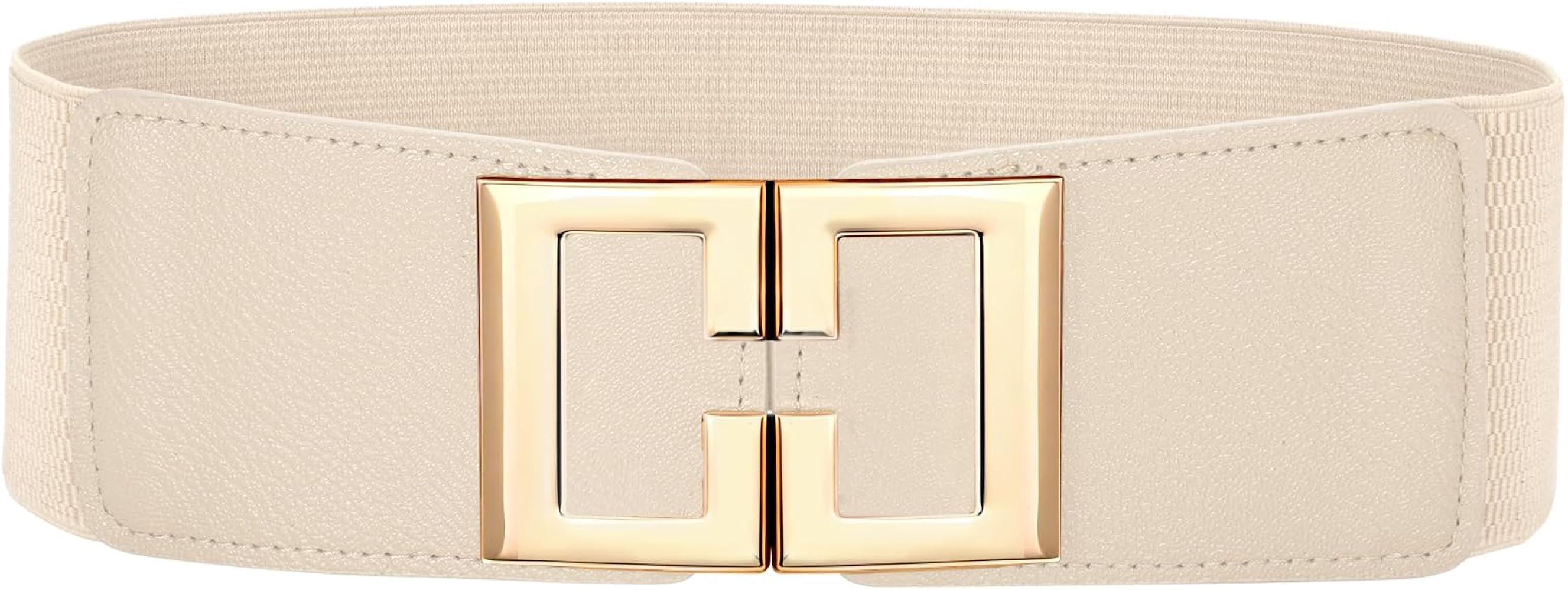 Wide Elastic Belts for Women Dresses Fashion Stretchy Waist Belt with Gold Buckle | Amazon (US)