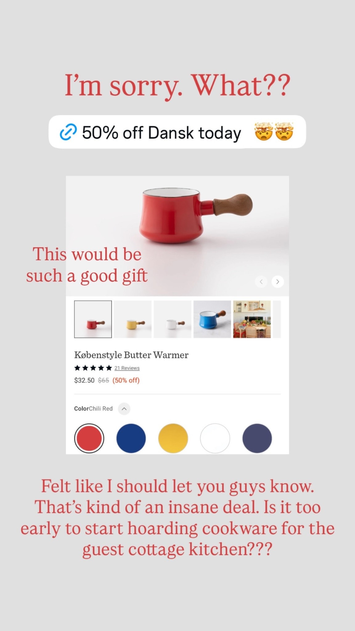 50% off Dansk today from @schoolhouse 🫣