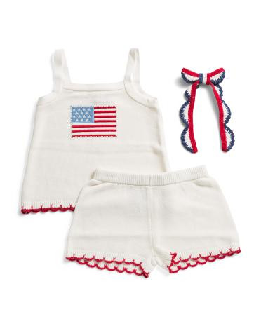 Toddler Girls 2pc Crochet Tank And Shorts Set With Ribbon Bow | TJ Maxx