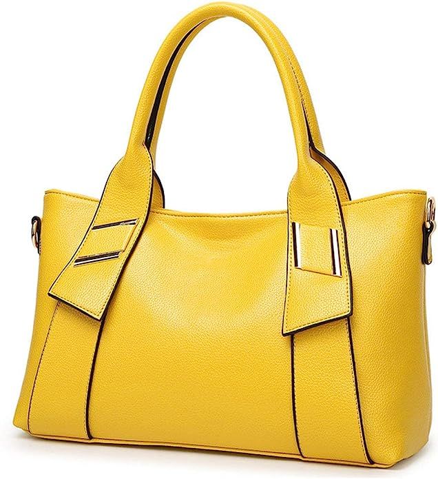 Tibes Fashion Synthetic Leather Handbag Messenger Bag for Women Yellow Purse | Amazon (US)