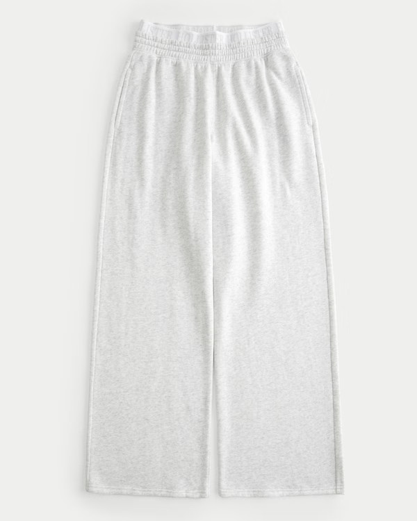 Logo Waist Fleece Wide-Leg Pants | Hollister (US)