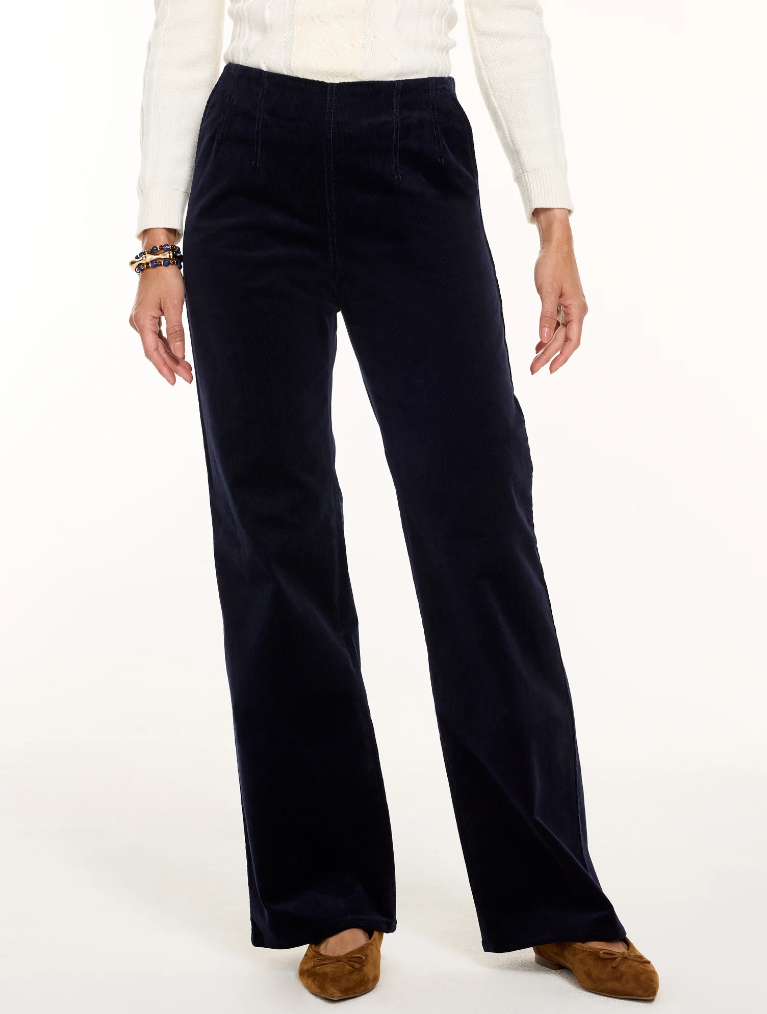 Plus Size - Stretch Corduroy Pull-On Trousers - Blue - 3X Talbots | Talbots