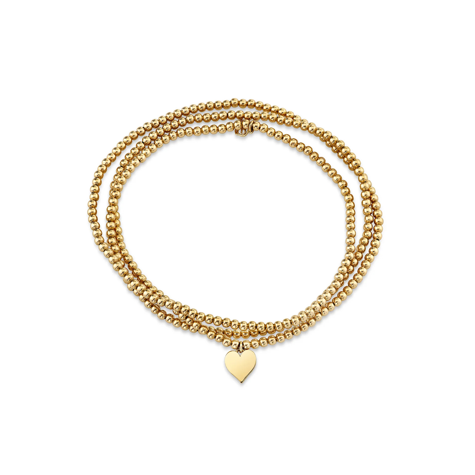 Pure Gold Tiny Heart on Gold Beads | Sydney Evan