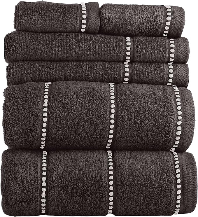 Lavish Home 6 Piece Bathroom Towels Set - 525GSM 100% Cotton Bathroom Essentials - 2 Bath Sheets,... | Amazon (US)