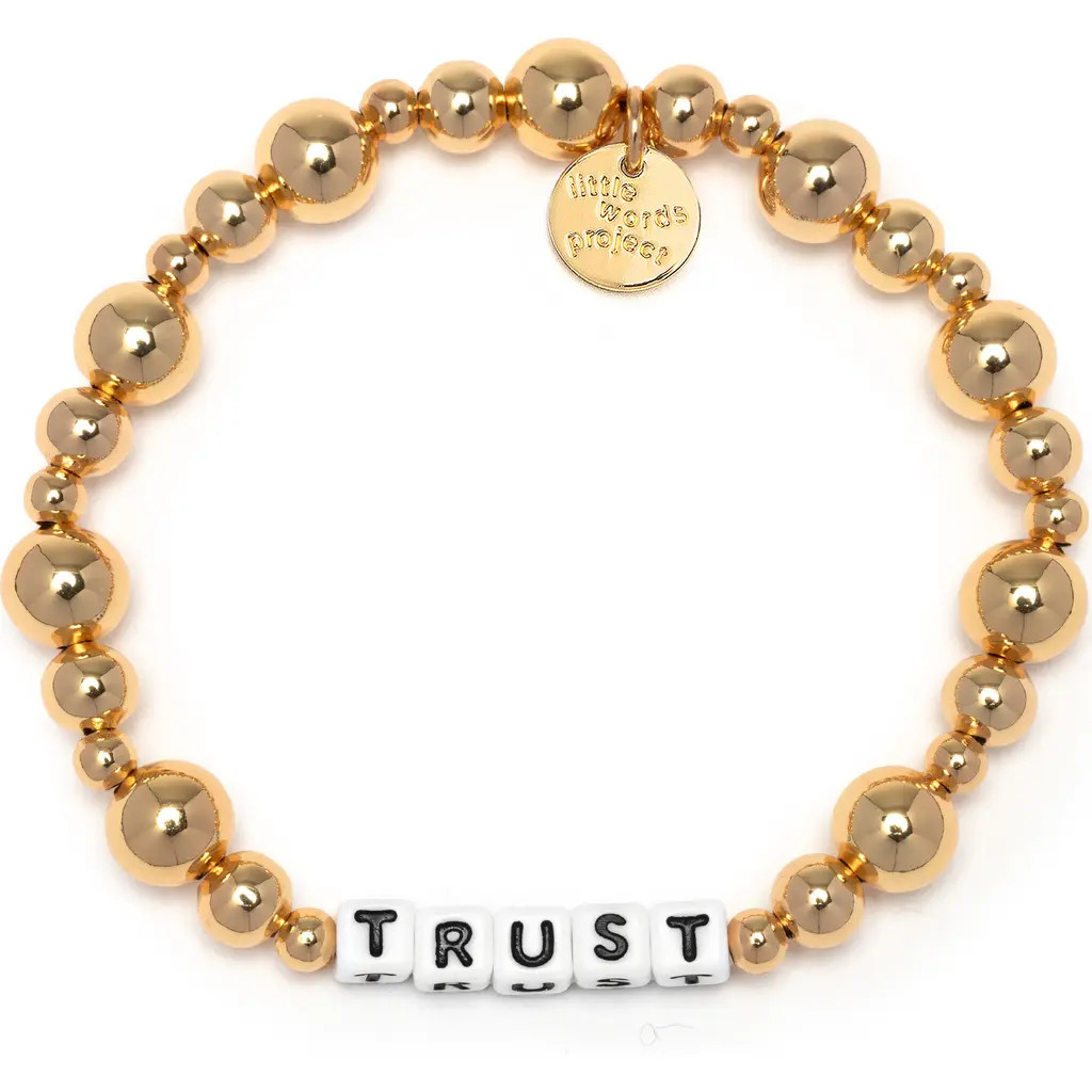 Little Words Project Trust Beaded Stretch Bracelet in White at Nordstrom, Size Small | Nordstrom