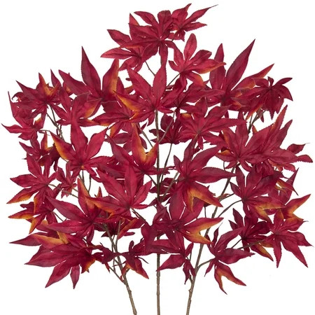 Briufl 30 inch Artificial Maple Red Leaves Branch 3Pcs Fake Maple Shrubs Faux Fall Branches for Home Floral Arrangement Autumn Festival Thanksgiving Fall Decor | Walmart (US)
