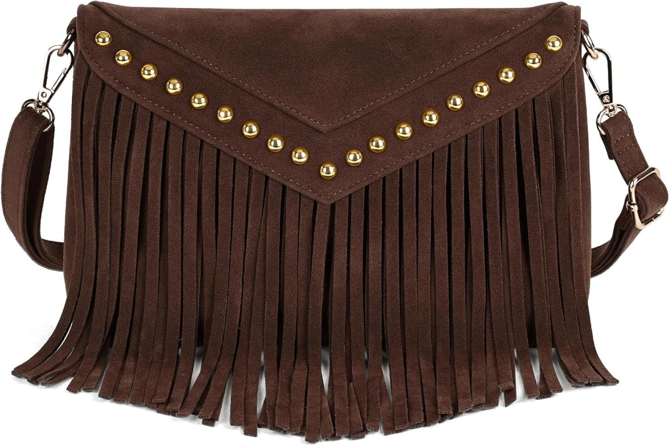 KouLi Buir Boho Western Fringe Purse for Women Double Velour Suede Crossbody Tassel Hobo Bag with... | Amazon (US)