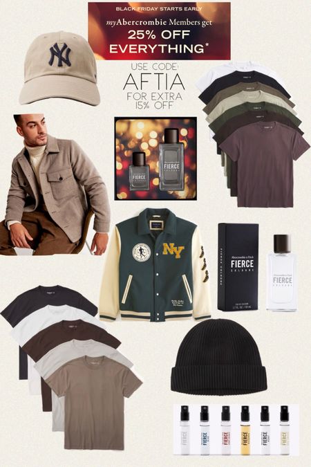 Early access Black Friday 25% off everything + 15% off with my code AFTIA 
Abercrombie & Fitch Gift Guide for Him / Abercrombie & Fitch 7-Pack Essential Tees / Abercrombie & Fitch Fierce Cologne / Elevated Wool-Blend Shirt Jacket / Short Beanie / 
Abercrombie & Fitch 5-Pack Essential Tees / Abercrombie & Fitch Fierce Discovery Kit / Varsity Bomper Jacket / New York Yankees '47 Clean-Up Hat

#af #afdani #aftia #ambercrombie #gabrielapolacek #giftguide #giftforhim #christmas #giftidea

#LTKsalealert #LTKmens #LTKGiftGuide