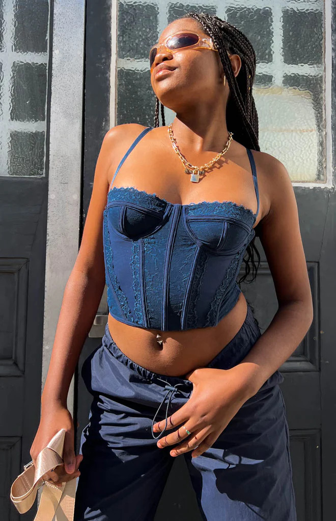 Evangeline Blue Lace Corset Top | Beginning Boutique (AU)