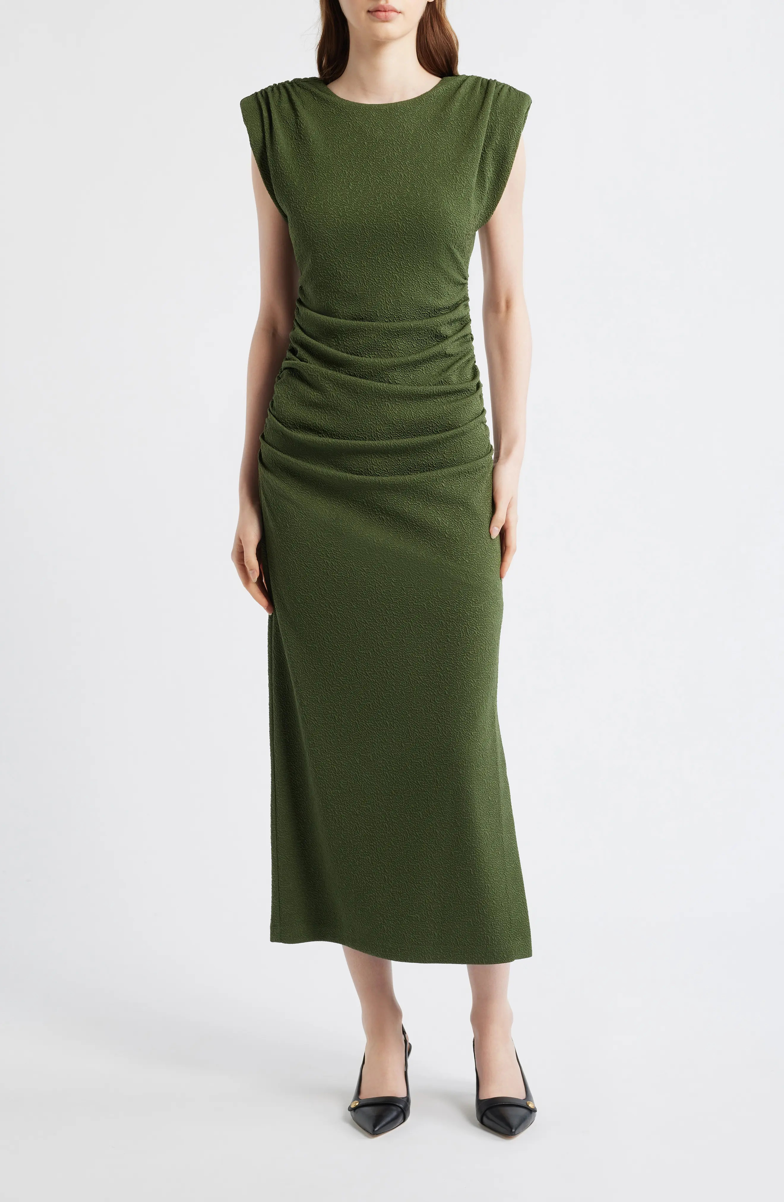 Cap Sleeve Textured Knit Midi Dress (Women) | Nordstrom | Nordstrom