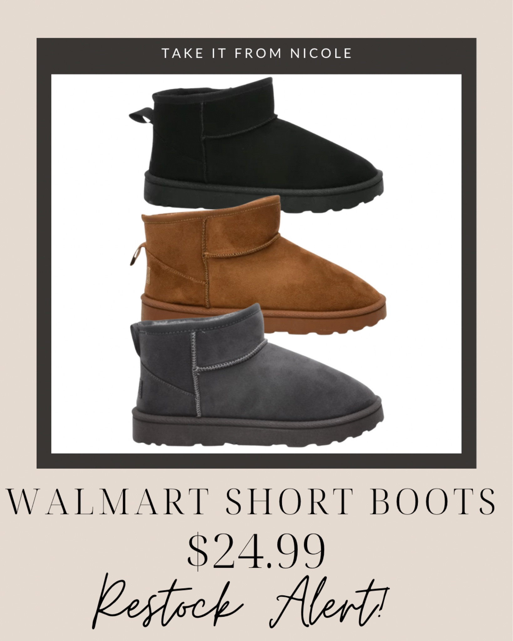 RESTOCK ALERT on these popular mini boots from Walmart and they are now just $24.99! Probably the cheapest budget friendly alternative to UGG minis and sizes are already selling out!

#LTKSeasonal #LTKsalealert #LTKunder50