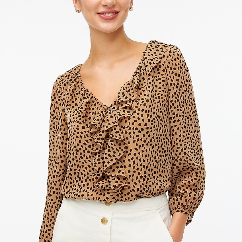 Printed V-neck ruffle top | J.Crew Factory