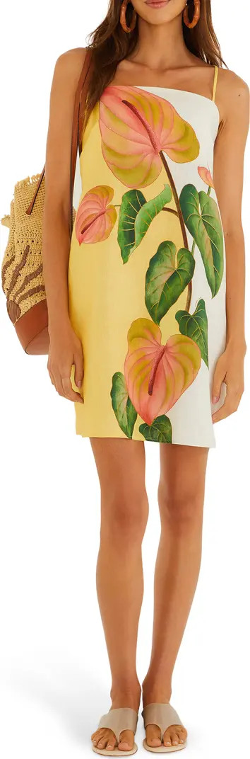 Anthurium Golden Linen Shift Minidress | Nordstrom
