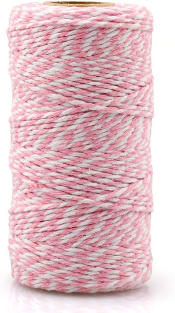 jijAcraft Pink and White Twine String, 328 Feet Christmas Bakers Twine String, 2MM Heavy Duty Pac... | Amazon (US)