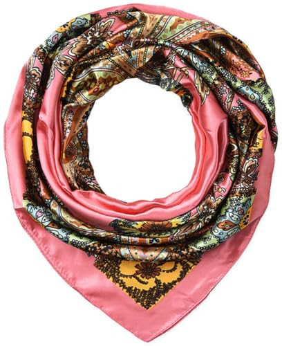 corciova Womens Silk Like Candy Pink Totem Head Scarf Headband 35 x 35 inches Curly Headband Tie Sleeping at Night Fashion | Amazon (US)