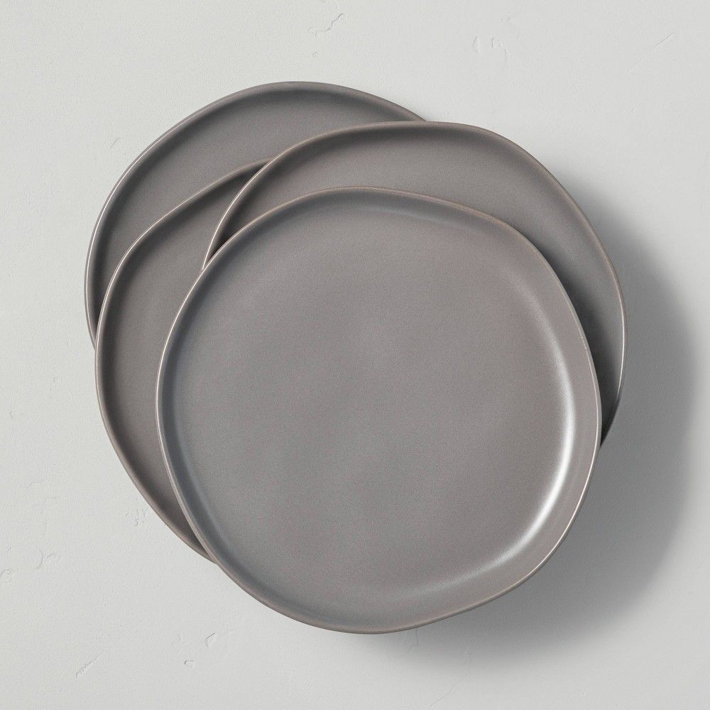 4pk Stoneware Salad Plate Set Matte Gray - Hearth & Hand with Magnolia | Target
