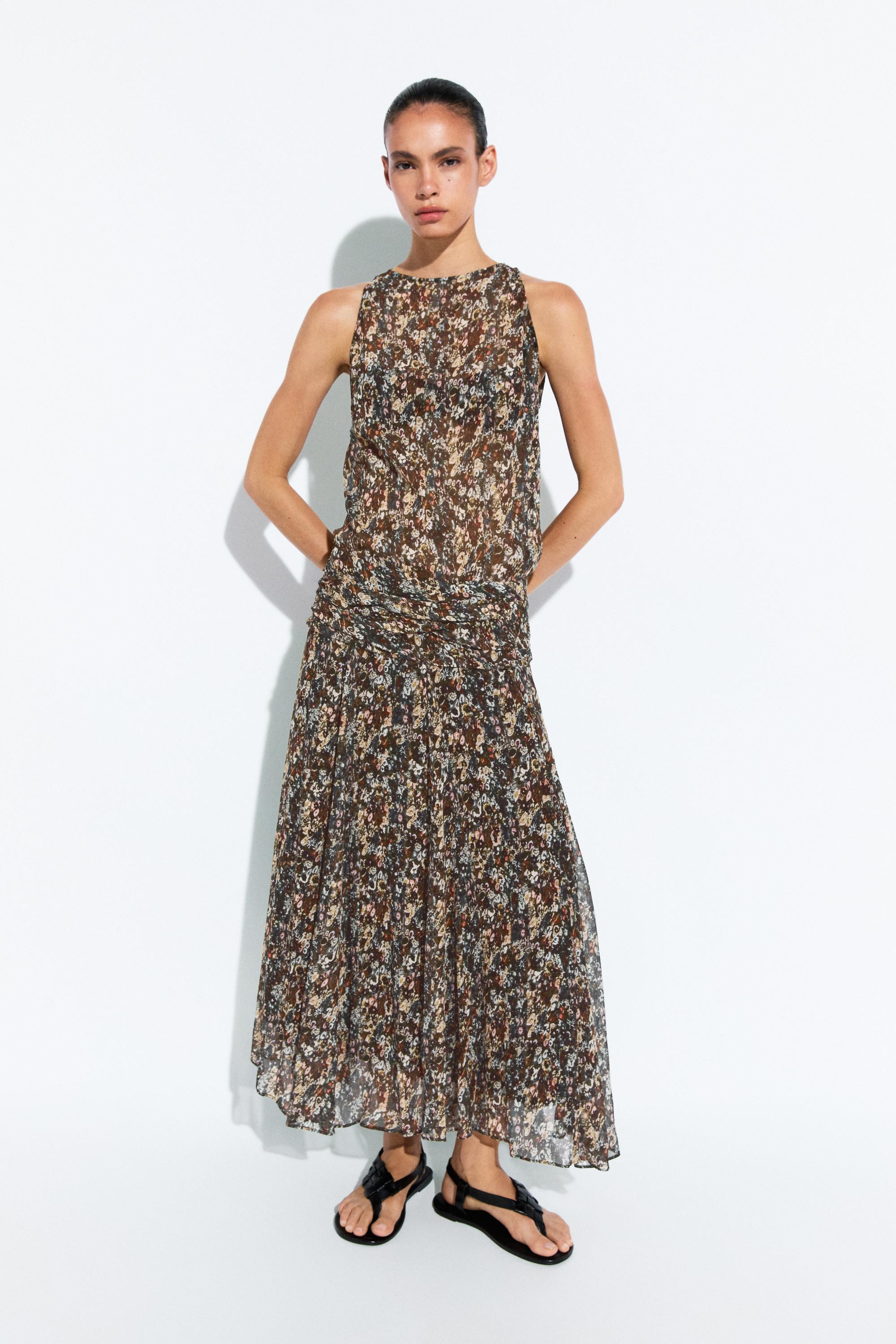 Printed dress with sash detail | Massimo Dutti UK