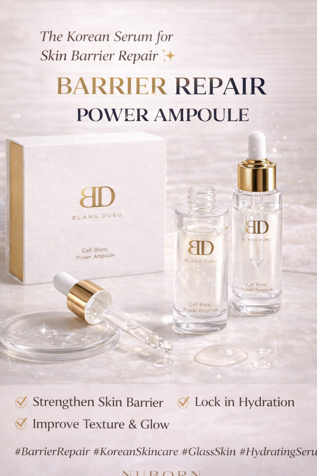 This Nuborn Cell Blanc Power Ampoule is designed to deeply hydrate and support the skin barrier while improving texture and glow. The lightweight Korean serum helps strengthen the skin barrier, lock in moisture, and promote a radiant glass-skin finish. A hydrating K-beauty ampoule for smoother, healthier-looking skin.

#BarrierRepair #KoreanSkincare #GlassSkin #HydratingSerum #KBeautyRoutine #SkinBarrier #AmpouleSerum #GlowingSkin #SensitiveSkinCare #SkincareRoutine 

 #LTKselfcare #LTKTravel