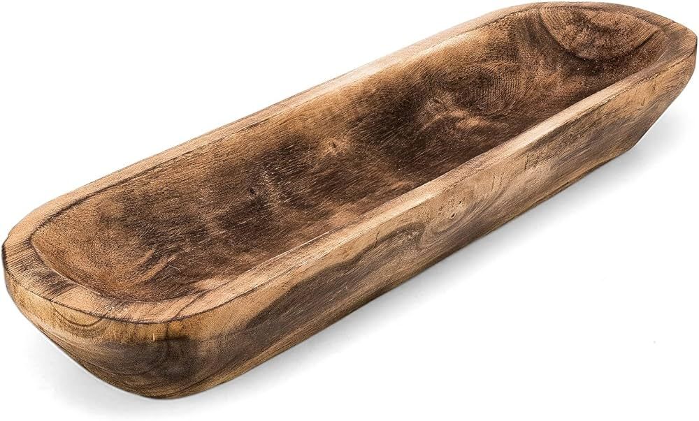 FANDOS Wooden Dough Bowl for Decor -17¾ in Long Dough Bowl Hand Carved Paulownia - Wood Bread Bo... | Amazon (US)