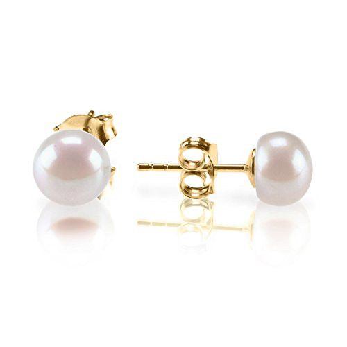 PAVOI Sterling Silver, 14K Gold Plated, AAA+ Quality Handpicked Freshwater Cultured Stud Pearl Ea... | Amazon (US)