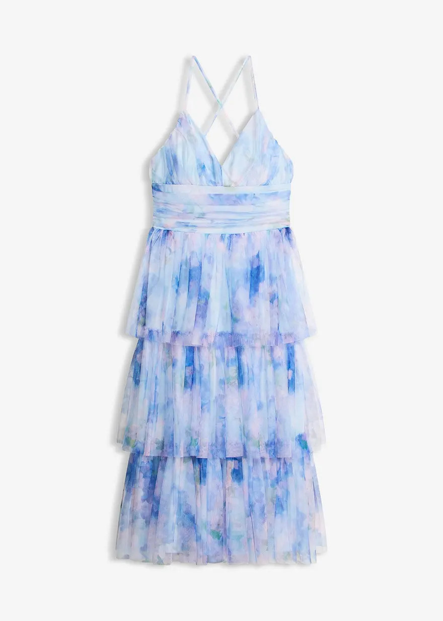Modern und feminin: Midikleid aus feinem T\u00fcll mit Stufen-Volants | Bonprix DE