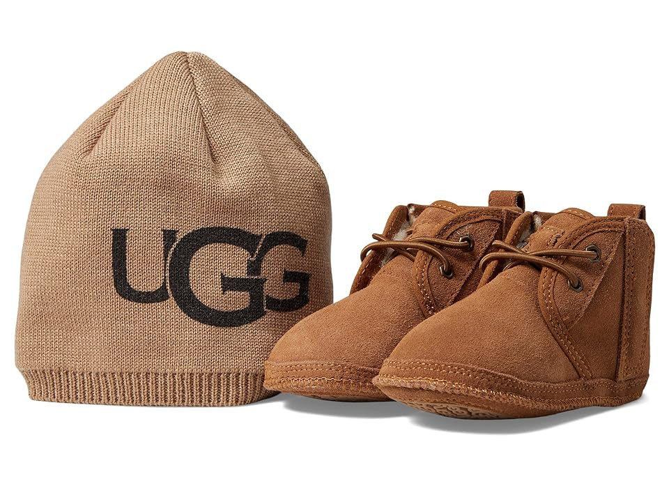 UGG Kids Baby Neumel UGG Beanie (Infant/Toddler) Kids Shoes Chestnut : XS (US 0-1 Infant) M, Wool/Suede/Polyester | Zappos