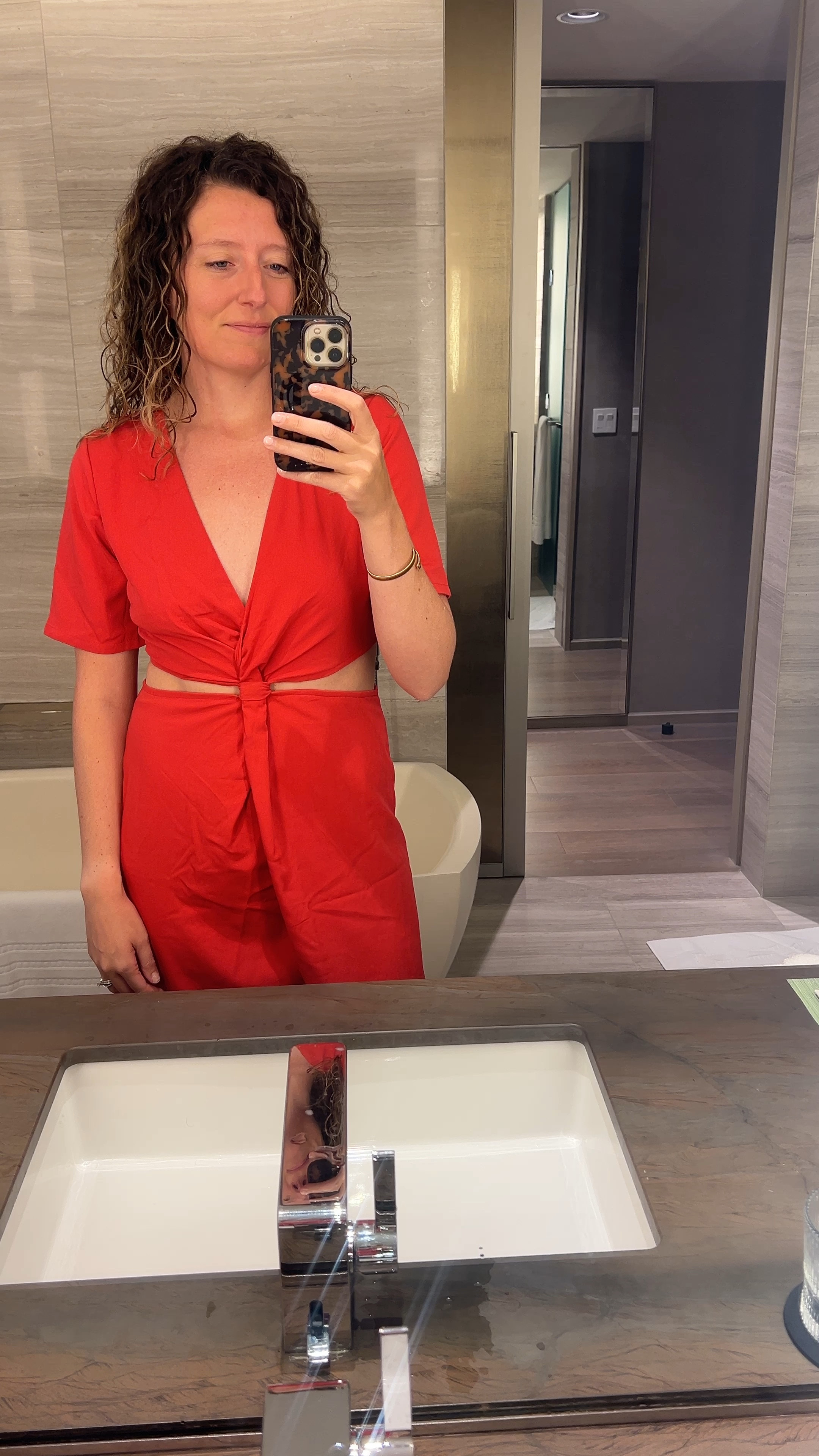 Date night dress. This red dress with cut outs is slightly out of my comfort zone but so cute. I’m 5’8” and 150 lbs and did a small tall BUT I also had the top part tailored. You can get this cut out dress in black or red. 

#LTKStyleTip #LTKWedding #LTKSeasonal