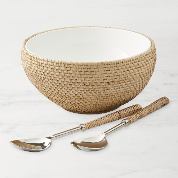Light Woven Salad Bowl &amp; Servers | Williams-Sonoma