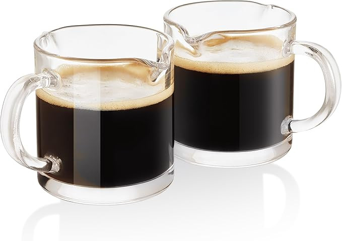Ackers Clear Espresso Cups Set of 2,4 OZ Double Spouts Cups,Milk Cup with Handle, Espresso Access... | Amazon (US)