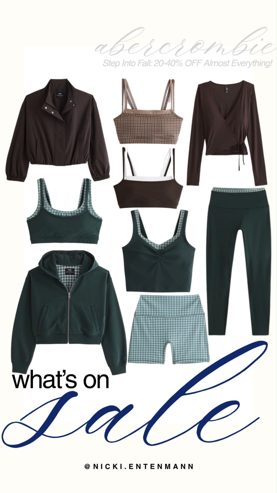 Take advantage of Abercrombie's Step Into Fall promotion offering 20-40% off almost everything. This activewear curation showcases stylish YPB pieces in rich espresso and dark forest green tones, including plaid sports bras, wrap tops, zip-up hoodies, and high-waisted shorts and leggings. It is the perfect opportunity to elevate your activewear collection with sleek, cozy layers for cool fall workouts.

#abercrombie #ypb #activewear #athleisure #fallfashion #salealert #shoppingdeal 

 #LTKfitnessgoals #LTKActive #LTKSaleAlert