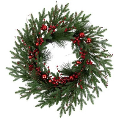 Northlight Real Touch™️ Berries and Pine Artificial Christmas Wreath  - 32" - Unlit | Target