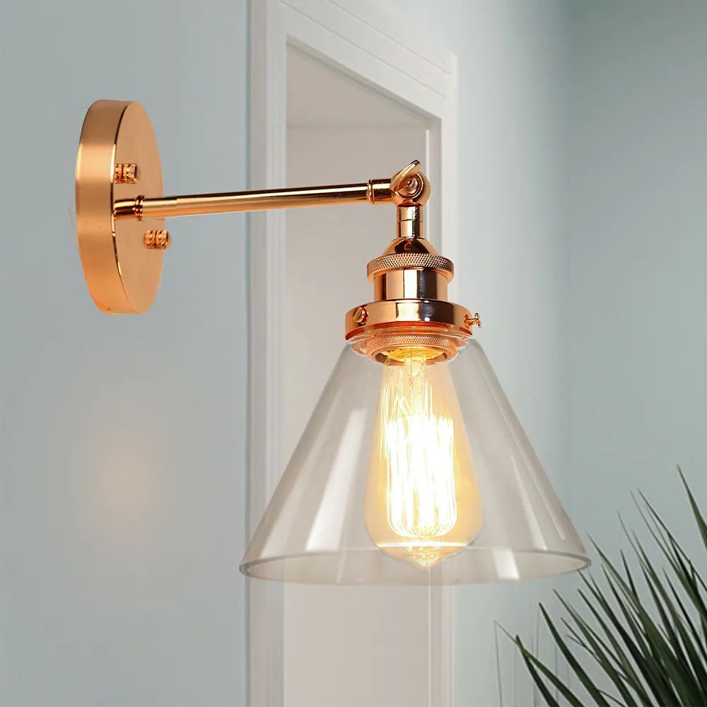 Kanyis 1-Light Rose Gold Glass Shaded Wall Sconce (1-Light Rose Gold Glass Shaded Wall Sconce) | Bed Bath & Beyond