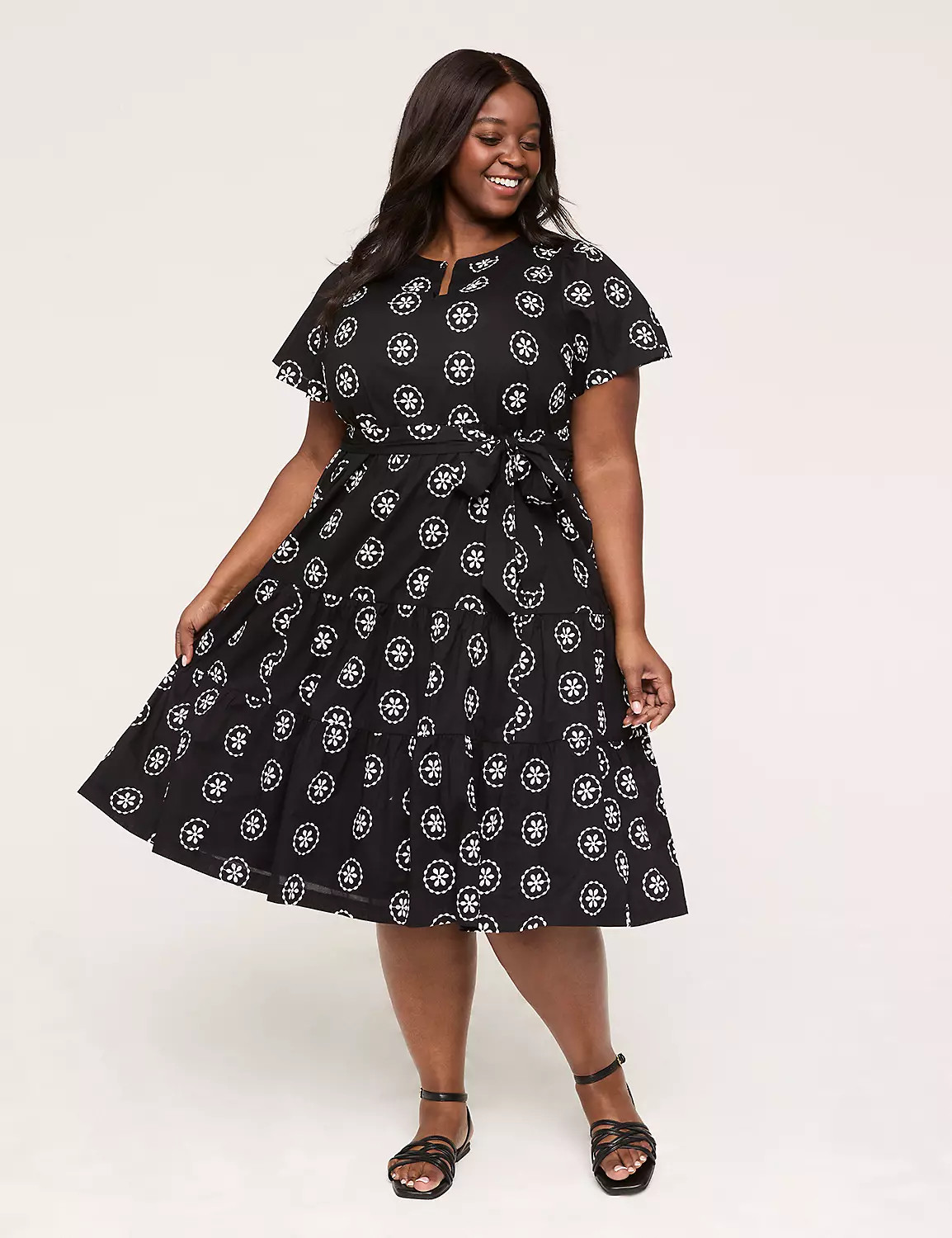 Eyelet Split-Neck Midi Dress | Lane Bryant (US)